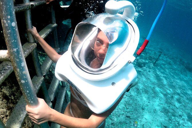 SeaTrek Underwater Helmet Diving Experience in Downtown Cozumel - Entering the water with the helmet